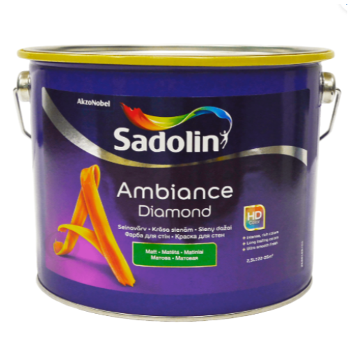 Акриловая краска Sadolin Ambiance Diamond для стен и потолка, белая, BW