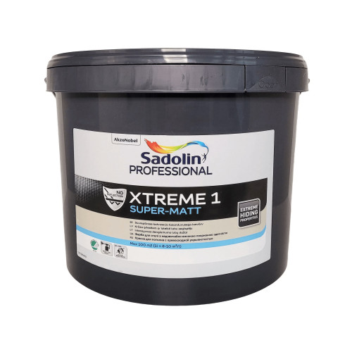Краска на водной основе Sadolin Professional Xtreme 1 для потолка, белая, BW, 10 л