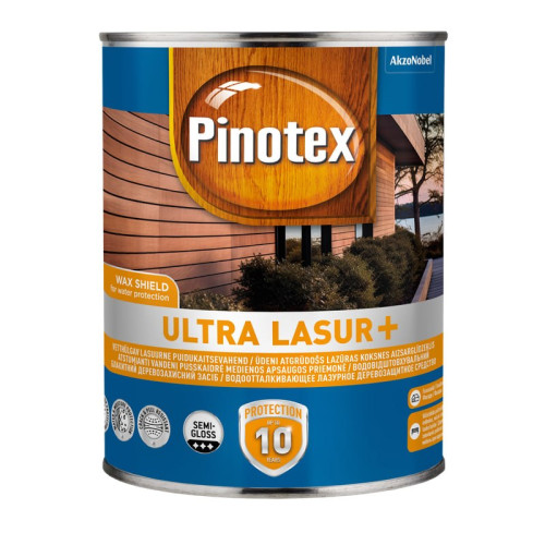 Просочення для дерева Pinotex Ultra Lasur+ з декоративним ефектом, антрацит, 1 л