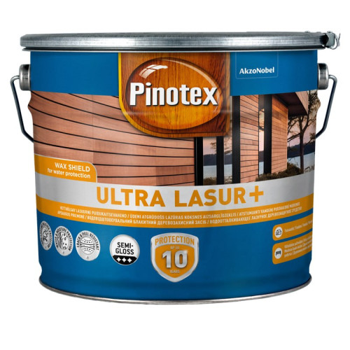 Просочення для дерева Pinotex Ultra Lasur+ з декоративним ефектом, антрацит, 10 л