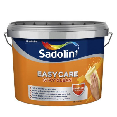 Акриловая краска Sadolin EasyCare для стен и потолка грязеотталкивающая, белая, BW