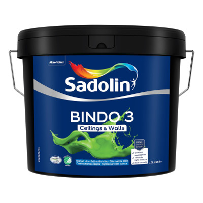 Латексная краска Sadolin Bindo 3 для стен и потолка, белая, BW