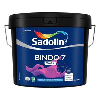 Латексная краска Sadolin Bindo 7 для стен и потолка, белая, BW