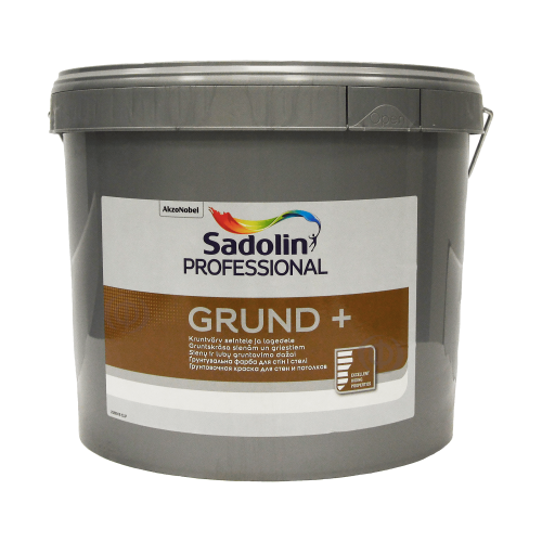 Грунтовочная краска на водной основе Sadolin Grund+ для стен и потолка, белая, BW