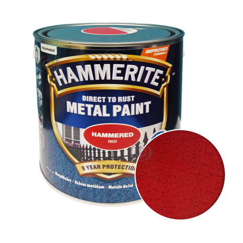 Краска 3 в 1 по металлу Hammerite Metal Paint Hammered защитная, красная