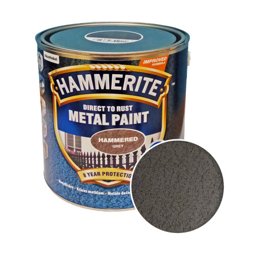 Краска 3 в 1 по металлу Hammerite Metal Paint Hammered защитная, серая