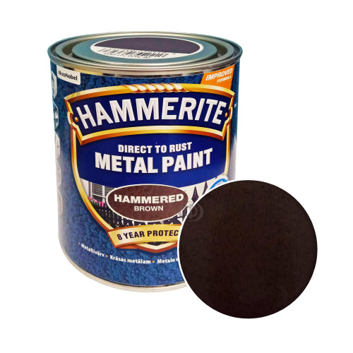 Краска 3 в 1 по металлу Hammerite Metal Paint Hammered защитная, коричневая