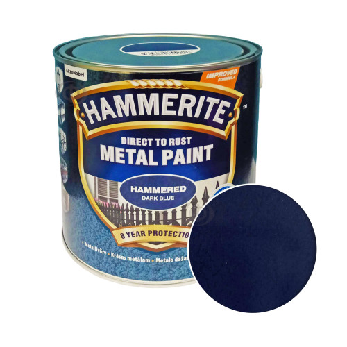 Краска 3 в 1 по металлу Hammerite Metal Paint Hammered защитная, темно-синяя