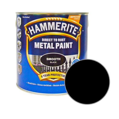 Краска 3 в 1 по металлу Hammerite Metal Paint Smooth защитная, черная