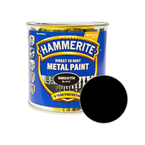 Краска 3 в 1 по металлу Hammerite Metal Paint Smooth защитная, черная