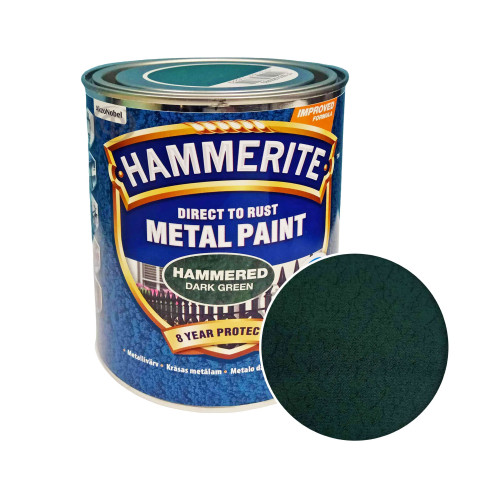 Краска 3 в 1 по металлу Hammerite Metal Paint Hammered защитная, темно-зеленая