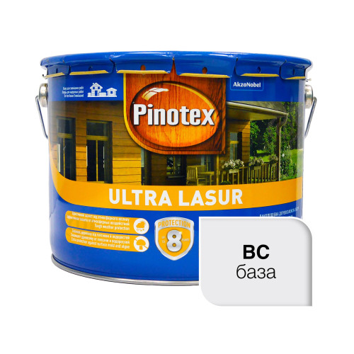 Пропитка лазурная для дерева Pinotex Ultra Lasur с декоративным эффектом, бесцветная, BC