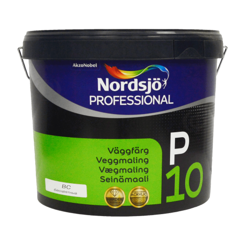 Акриловая краска Sadolin Professional P10 для стен и потолка, бесцветная, BC