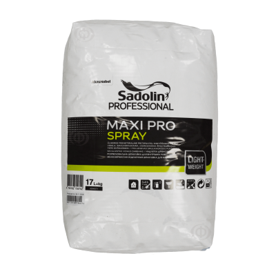 Мелкозернистая легкая шпаклевка для набрызга Sadolin Maxi Pro Spray для стен и потолка, белая