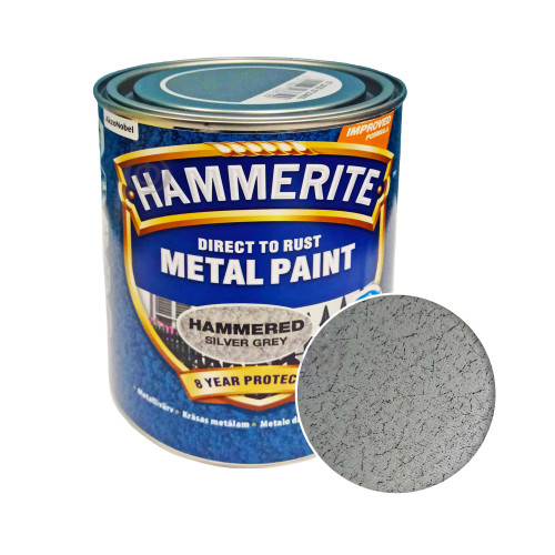 Краска 3 в 1 по металлу Hammerite Metal Paint Hammered защитная, серебристо-серая