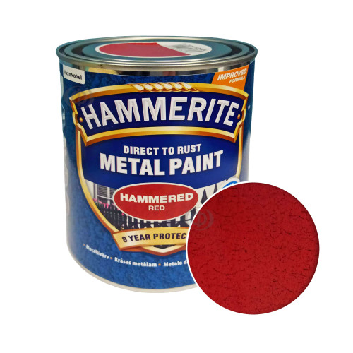 Краска 3 в 1 по металлу Hammerite Metal Paint Hammered защитная, красная