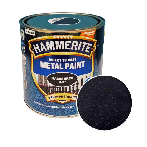 Краска 3 в 1 по металлу Hammerite Metal Paint Hammered защитная, черная