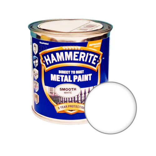 Краска 3 в 1 по металлу Hammerite Metal Paint Smooth защитная, белая