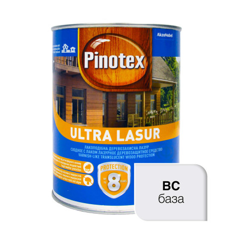 Пропитка лазурная для дерева Pinotex Ultra Lasur с декоративным эффектом, бесцветная, BC