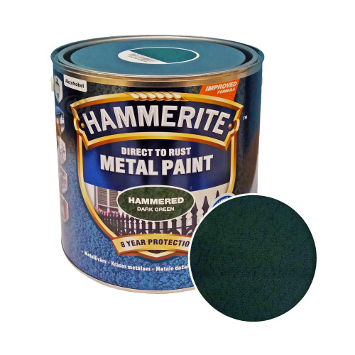 Краска 3 в 1 по металлу Hammerite Metal Paint Hammered защитная, темно-зеленая