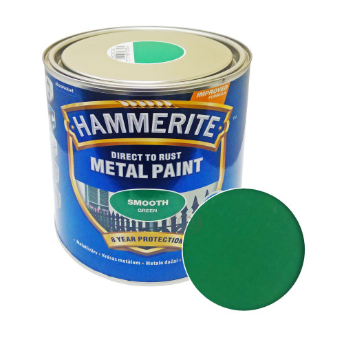 Краска 3 в 1 по металлу Hammerite Metal Paint Smooth защитная, зеленая