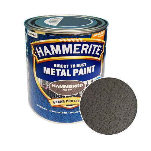 Краска 3 в 1 по металлу Hammerite Metal Paint Hammered защитная, серая