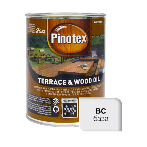 Масло для обработки дерева Pinotex Terrace & Wood Oil атмосферостойкое, бесцветное, BC