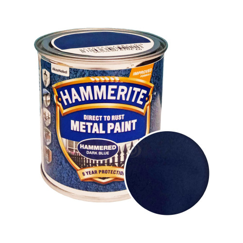 Краска 3 в 1 по металлу Hammerite Metal Paint Hammered защитная, темно-синяя