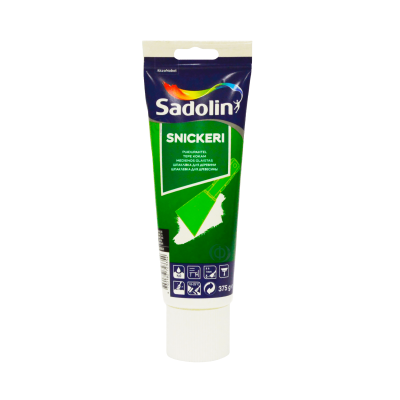Мелкозернистая шпаклевка для дерева Sadolin Snickeri столярная, белая, 375 г