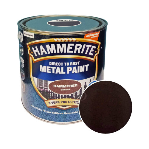 Краска 3 в 1 по металлу Hammerite Metal Paint Hammered защитная, коричневая