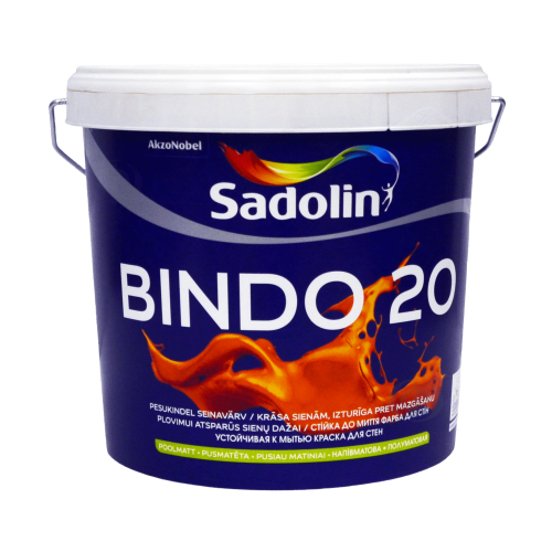Латексная краска Sadolin Bindo 20 для стен и потолка, белая, BW
