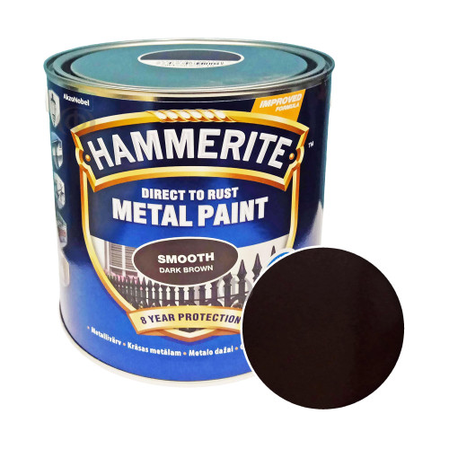 Краска 3 в 1 по металлу Hammerite Metal Paint Smooth защитная, темно-коричневая