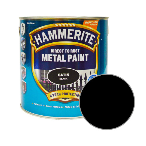 Краска 3 в 1 по металлу Hammerite Metal Paint Satin защитная, черная