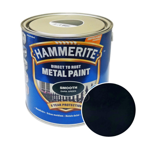 Краска 3 в 1 по металлу Hammerite Metal Paint Smooth защитная, темно-зеленая