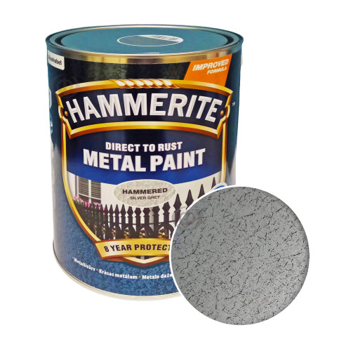 Краска 3 в 1 по металлу Hammerite Metal Paint Hammered защитная, серебристо-серая