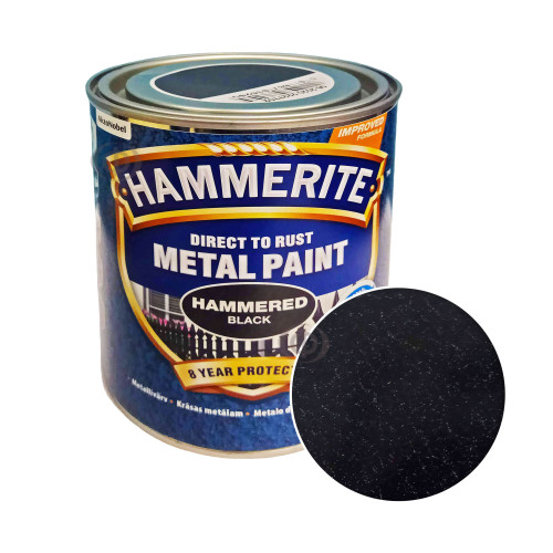 Краска 3 в 1 по металлу Hammerite Metal Paint Hammered защитная, черная