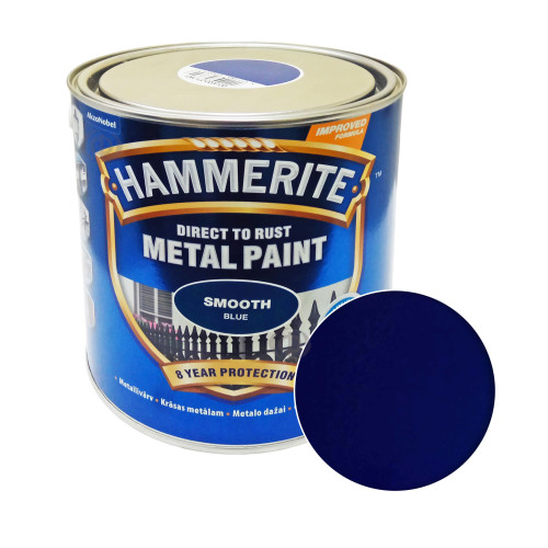 Краска 3 в 1 по металлу Hammerite Metal Paint Smooth защитная, синяя