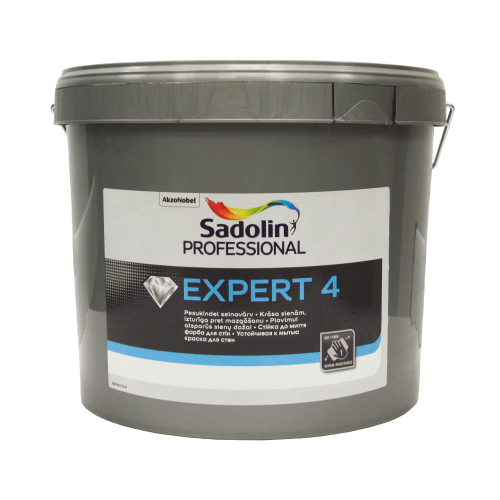 Акриловая краска Sadolin Expert 4 для стен и потолка, белая, BW