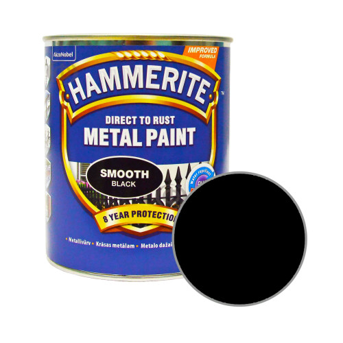 Краска 3 в 1 по металлу Hammerite Metal Paint Smooth защитная, черная