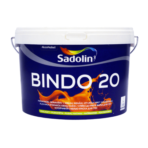 Латексная краска Sadolin Bindo 20 для стен и потолка, белая, BW