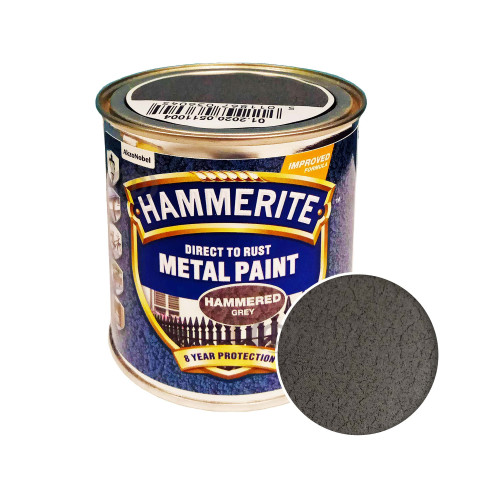 Краска 3 в 1 по металлу Hammerite Metal Paint Hammered защитная, серая