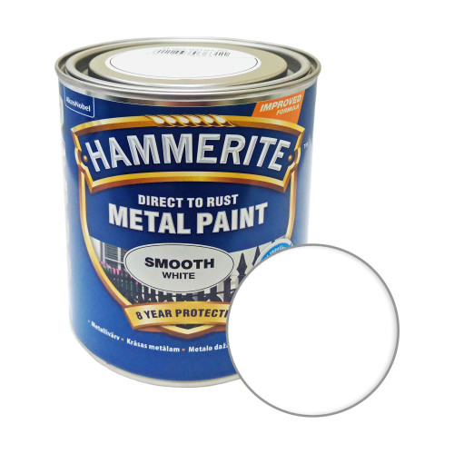 Краска 3 в 1 по металлу Hammerite Metal Paint Smooth защитная, белая