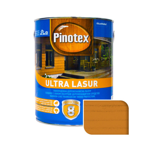 Пропитка лазурная для дерева Pinotex Ultra Lasur с декоративным эффектом, калужница