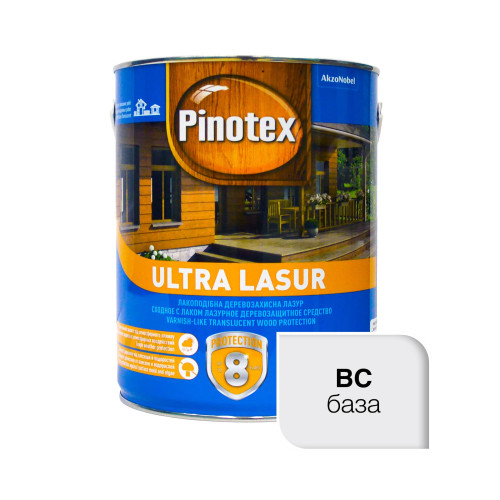 Пропитка лазурная для дерева Pinotex Ultra Lasur с декоративным эффектом, бесцветная, BC