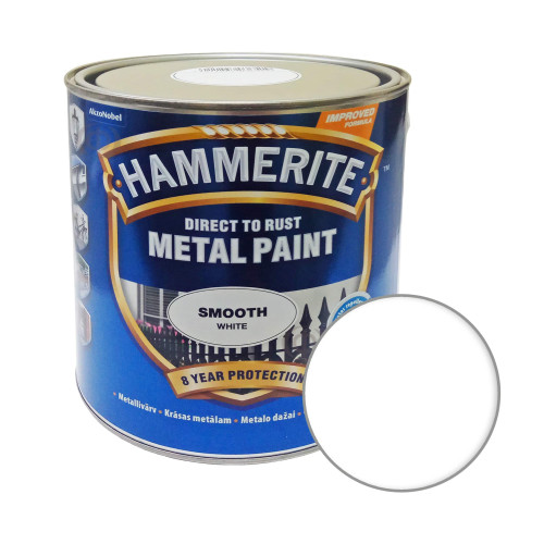 Краска 3 в 1 по металлу Hammerite Metal Paint Smooth защитная, белая