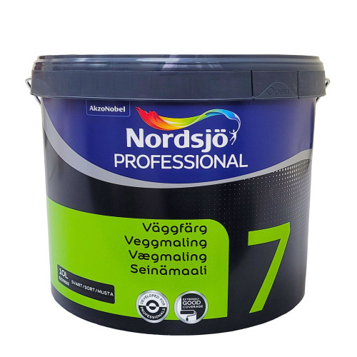 Латексная краска Sadolin Professional 7 Svart для стен и потолка, черная, 10 л.