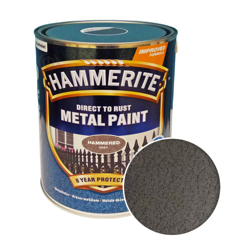 Краска 3 в 1 по металлу Hammerite Metal Paint Hammered защитная, серая