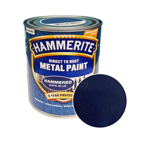 Краска 3 в 1 по металлу Hammerite Metal Paint Hammered защитная, темно-синяя