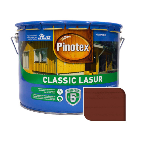 Пропитка лазурная для дерева Pinotex Classic Lasur с декоративным эффектом, красное дерево