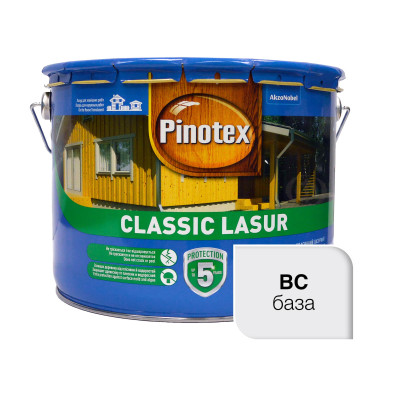 Пропитка лазурная для дерева Pinotex Classic Lasur с декоративным эффектом, бесцветная, BC